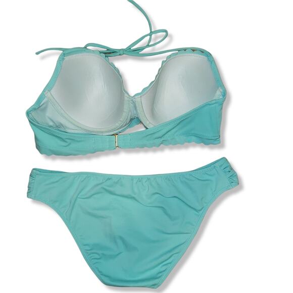 EUC Victoria's Secret 2 piece bikini turquoise sz 36B sz small bottom - Picture 3 of 10